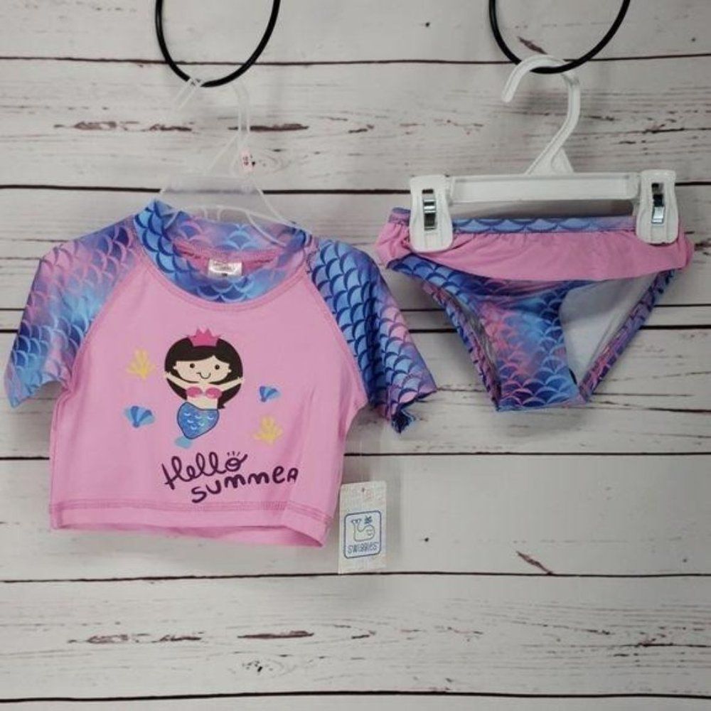 Swiggles Hello Summer Mermaid 2 Piece‎ Swimsuit 12 months